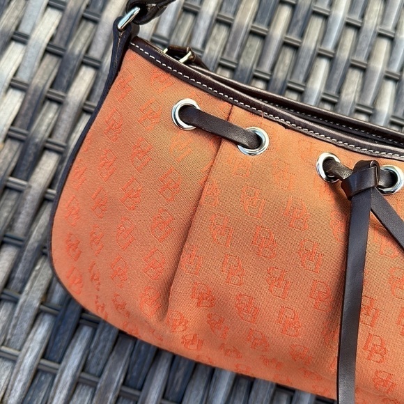 Dooney & Bourke Signature Canvas Handbag w/ Leather Trim - Burnt Orange & Brown - Picture 7 of 16